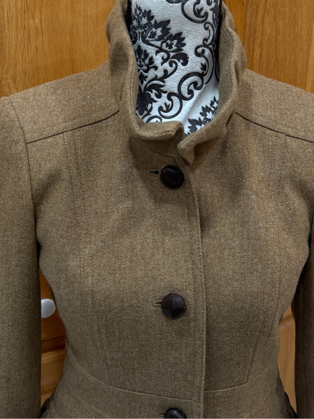 J.Crew Size 2 Brown Wool Blend Ruffle Collar Riding Jacket Blazer Cottagecore - Picture 13 of 13